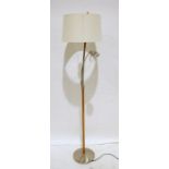 Polished metal and wood contemporary standard lamp with adjustable arm