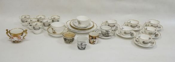 Various teawares to include early nineteenth century Spode transfer-printed porcelain examples,