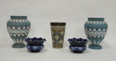Collection of Royal Doulton stoneware, late 19th century, impressed marks, comprising a gilt metal