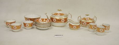 Spode porcelain orange ground part tea and coffee service, circa 1815, iron-red, pattern no.878,