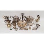 Sliver plated tea wares, vases and assorted metal ware, including silver-plated Victorian engraved