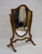 20th century mahogany shield-shaped dressing table mirror