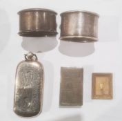 Victorian silver vesta cum sovereign case, rounded oblong with hinged match holder and hinged