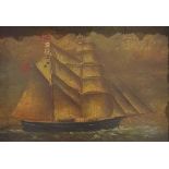 Taylor Oil on copper Two-masted sailing ship at sea, signed lower right, 11.5cm x 16.5cm