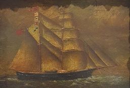 Taylor Oil on copper Two-masted sailing ship at sea, signed lower right, 11.5cm x 16.5cm