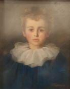 Sybil M Dowie  (Act.1893-1904) Pastel drawing Head and shoulders of a boy in Pierrot costume, signed