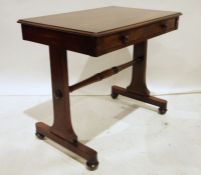 Mahogany side table, the rectangular top with moulded edge above single drawer, on end supports