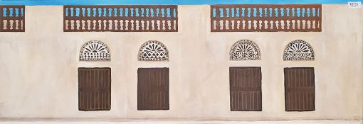 Joanna Casey Oil on canvas "Bastakia Dubai", front of a building together with Susan Keeble