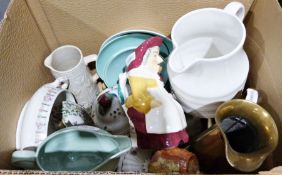 Poole pottery cups and saucers, a Toby jug together with various china and glassware (3 boxes)