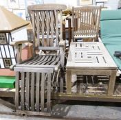 Wooden garden recliner and a wooden garden table (2)