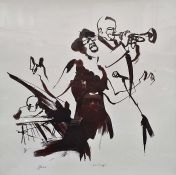 After Enny Griffin Black and white print "Jazz", female singer and jazz trumpeter