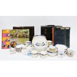 Small collection of Allerton's chinaware, a case of LP's, assorted linen and embroidery/lacework