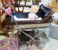 Toy doll's pram and doll (2)