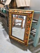 Modern mirror with floral decorated gilt frame