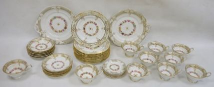 Late nineteenth century porcelain teawares by Cauldon, floral decorated with gilt highlights to