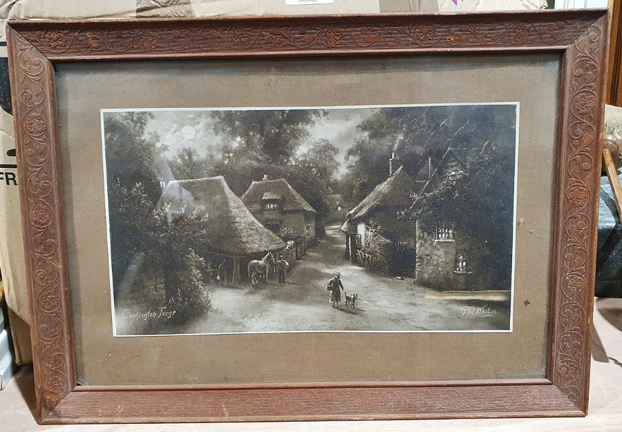 Richards Oil on board Two finches, signed lower right together with Oil on board Village scene, - Image 8 of 14