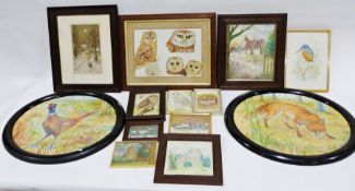 Keith Rackham Watercolour Studies of Owls, signed and dated 1986 lower right together with further