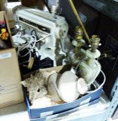 Frister Rossmann Beaver 4 sewing machine along with a pair of lamps, a large shell and an ancient-