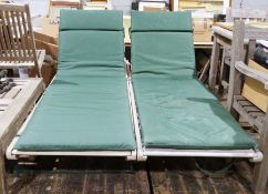 Pair of wooden sun loungers