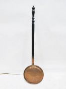 Copper warming pan with turned handle