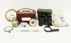 Pair of Prinz binoculars, a Canon Powershot A700 digital camera, a barometer, and other items (1
