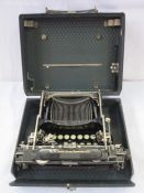 LC Smith and Corona 1930's black metal typewriter in carrying case 31 x 25cm