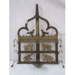 Asian metal wall display mount decorated with elephants, birds and horse silhouettes. 57 x 37.