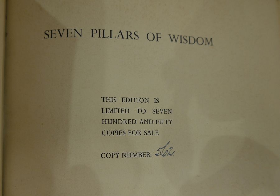 Lawrence, T E  "Seven Pillars of Wisdom", no.562 of a limited edition of 750 copies for sale, - Image 3 of 11