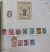 Album with many stamps both Commonwealth and foreign including Australian states and Hong Kong