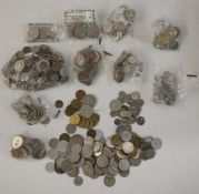 Large group of foreign coins, Swiss, Dutch, Irish and others (1 box)