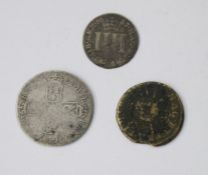 Group of James II Coinage, James II (1685-1688) Gun Money Sixpence, 1687 over 6 Groat & Shilling,