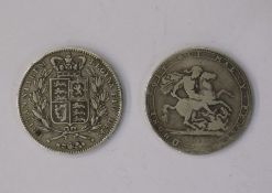 Victoria Young Head Crown 1845 and George III Crown 1819 (2)