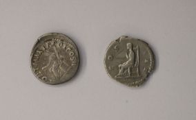 Hadrian Denarius Pudicitia seated left adjusting veil and Trajen Denarius Vesta seated with patera &