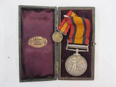 Boer war Queens South Africa medal with Transvaal and Natal clasps, named to K M Pardhy Surgeon