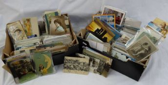 WITHDRAWN Large collection of retro plastic cased postcards featuring 20th century seaside humour,