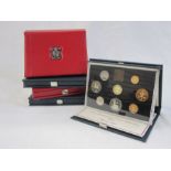 Issued by the Royal Mint, proof sets for 1983 - 1986: two 1986 sets one being deluxe. (5 in total)