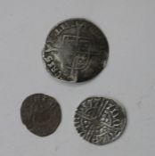 Hammered coins (3), Henry III penny nicole on Cant (Canterbury) previously cleaned, Edward III Half