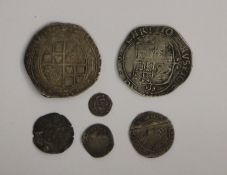 Group of Charles 1 Coins to include Half Crown, Shilling, Threepence, twopence, Penny and