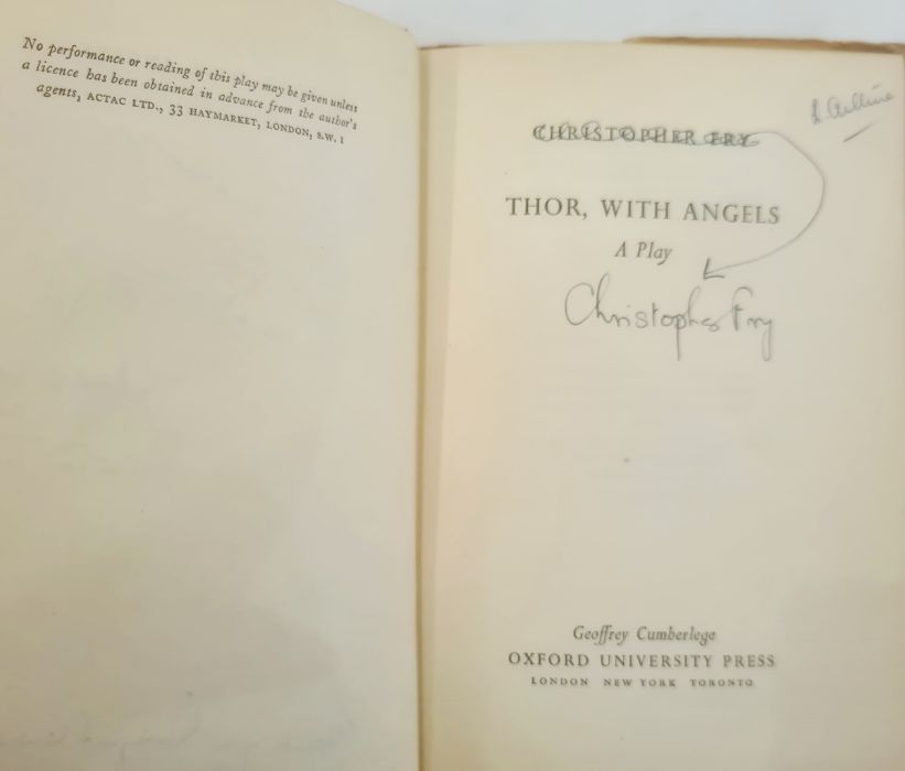 Fry, Christopher  "Thor With Angels", Geoffrey Cumberlege , Oxford University Press 1951,  signed on - Image 5 of 27