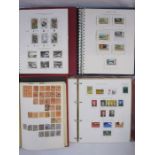 Nine albums with much Jersey, Australia and Canada, two volumes of Churchill stamps and a full sheet