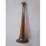 Silver regimental table lighter in the shape of a horn, engraved, presented to HQ Mess R.A.S.C by