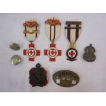 Collection of British Red Cross Medals, badges and WWI photographs of soldiers