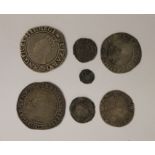 Group of Elizabeth 1st Coins to include, Shillings (2), Sixpence, Groat, Half Groat (2), 6th Issue