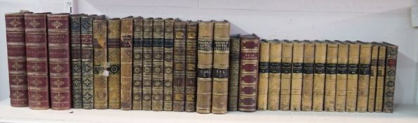 Quantity of bindings, mainly half and quarter-leather over marbled boards, to include three vols