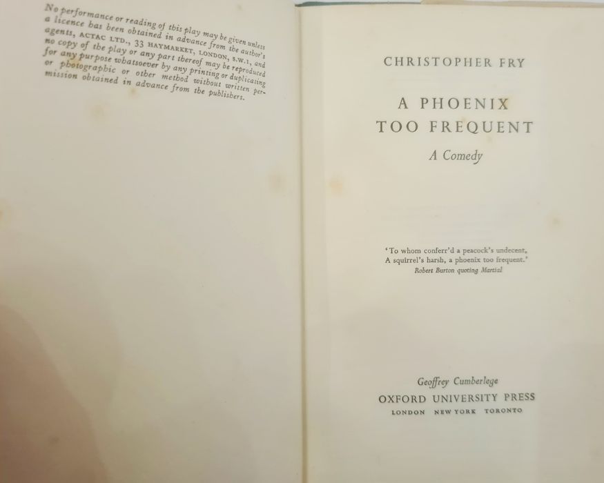 Fry, Christopher  "Thor With Angels", Geoffrey Cumberlege , Oxford University Press 1951,  signed on - Image 2 of 27