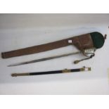 Royal Navy officer's dress sword with white fish skin grip, brass pommel in the form of a lion and