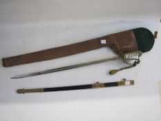 Royal Navy officer's dress sword with white fish skin grip, brass pommel in the form of a lion and