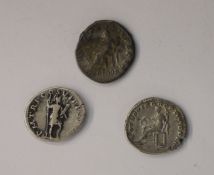 Group of 3 Roman Silver Coins, Trajan Denarius reverse, Vesta Seated (1) Trajan Denarius reverse