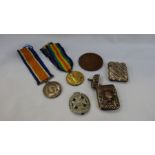 WW1 Great War Medal, 1914 - 18 Medal, to PTE. CW.RAWLINS RIF. BRIG. Victorian Medallion, Rifle