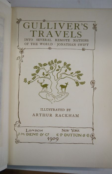 Rackham, Arthur "Gullivers Travels", Dent & Co and E P Dutton & Co 1909, colour frontis with - Image 4 of 15